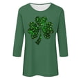 thumbnail image 3 of Aofany 3/4 Length Sleeve Womens Tops Irish Shamrock Print St Patricks Day Shirt Women Crew Neck Pullover Graphic Tee Tops Saint Patricks Day T Shirts, 3 of 4