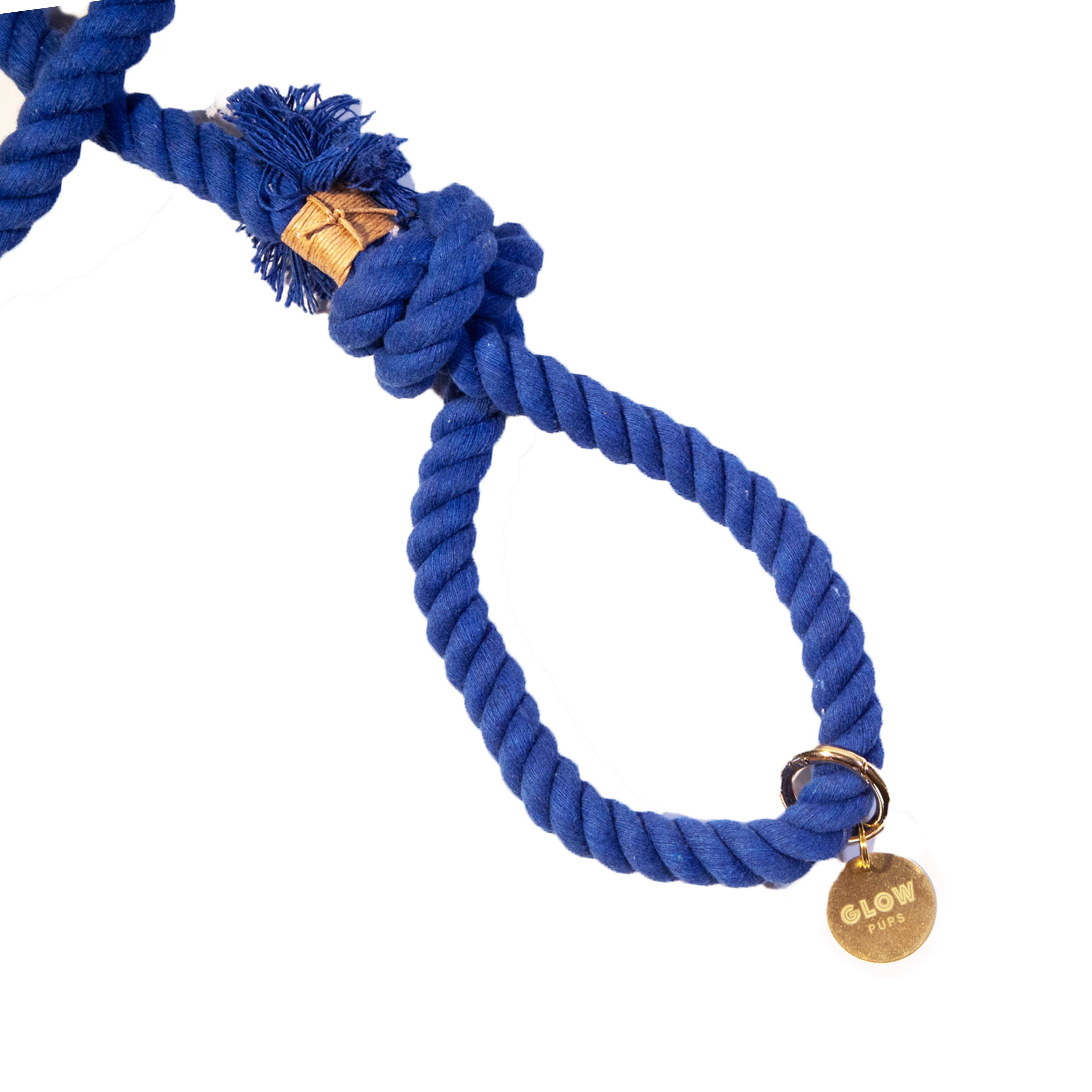 Glow Pups 5 Foot Rope Boho Chic Dog Standard Leash, Blue