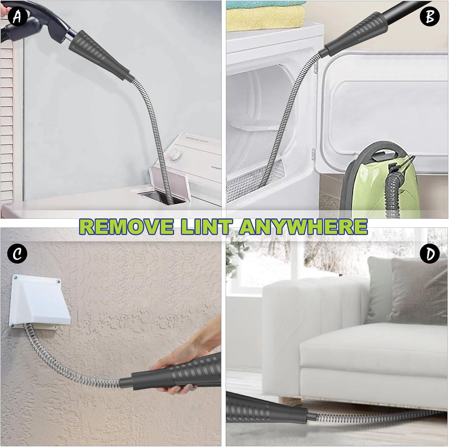 MKEUDQ-Dryer Vent Cleaner Kit Dryer Lint Vac Attachment with Brush, Lint Remover, Dryer Vent Vacuum Hose Cleaning Tools, Black