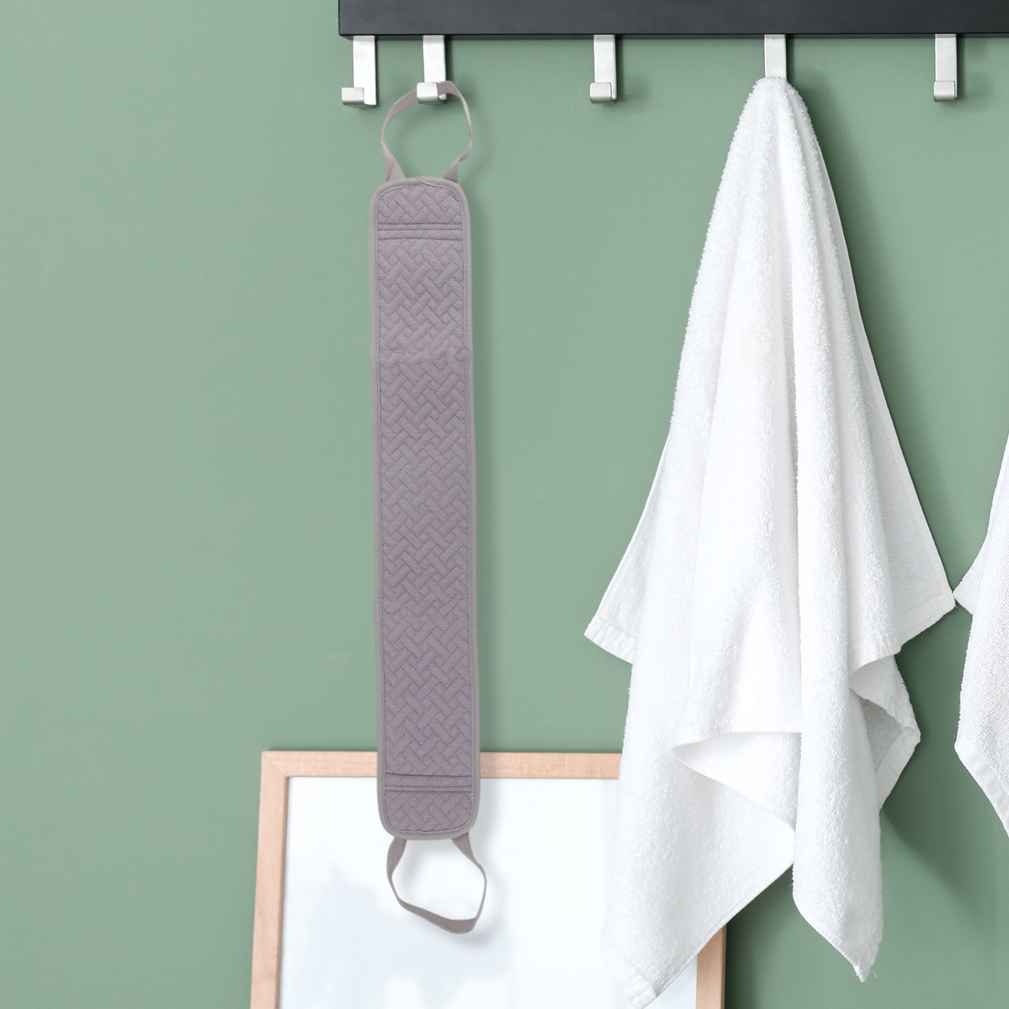 Unique Bargains Drawstring Back Bath towel for bathroom 85x9cm 1 Pc Ligt Gray