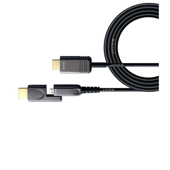 JAVEX Fibre Optique Hybride HDMI UL Énuméré cL2cL3] Câble Détachable, Double Micro HDMI et Connecteurs HDMI Standard HDMI 2.0b, HDcP2.2, 4K60Hz, HDR, 4:4:4, 18gpbs], 50M(164FT)
