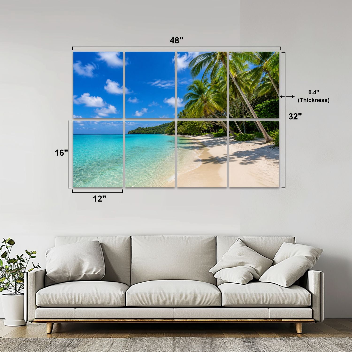 8 Pack Art Acoustic Panels Sound Absorbing paradise beach Decorative Soundproof Wall Panels Self Adhesive for Nursery Game Room Bedroom 48"x32"