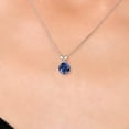 thumbnail image 3 of Gem Stone King 14K White Gold Blue Created Sapphire Pendant Necklace for Women | 0.75 Cttw | Gemstone September Birthstone | Round 6MM | With 18 inch Chain, 3 of 6
