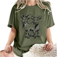 thumbnail image 6 of gbyLJF Women's Short Sleeve Blouses Comfy Cotton Crew Neck T Shirt Plus Size Loose Drop Shoulder Y2K Streetwear Army Green XL, 6 of 6