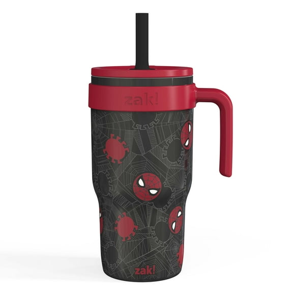 Zak Designs 18oz Spiderman Kids Straw Handle Tumbler, Stainless Steel Vacuum Insulated Cruiser Tumbler with Silicone Straw Utilizing Leak-Proof Valve, Travel Straw Tumbler with Handle