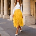 thumbnail image 7 of vigerkar Tulle Skirts for Women Midi Long Skirt Tutu A-Line Mesh Layered High Elastic Waist Skirts (Yellow, XL), 7 of 7