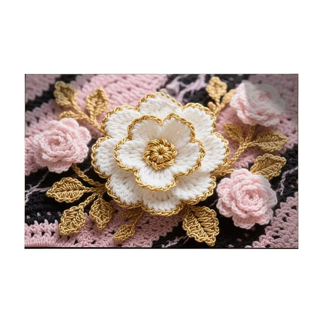 Diatomaceous Earth Bath Mat 40 cm x 60 cm Absorbent Fast Drying Non Slip Rubber Backing Multicolor Floral Design