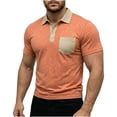 thumbnail image 2 of BSDJILFG Mens Golf Shirts Casual Buttons Up Short Sleeve Lapel Summer Breathable Color Blocked Pocket Tees, 2 of 6