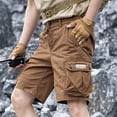 thumbnail image 6 of Men's 100% Cotton Cargo Shorts Workwear Multi Pocket Shorts Elastic Belt Relaxed Fit Casual Summer Hiking Shorts Big and Tall Size XS-3XL Coffee, 6 of 7