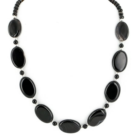 Faux Onyx Necklace - 280 Retail Tag Authentic Made by Charlene Little Navajo Nickel Natural Black Onyx Native American Necklace