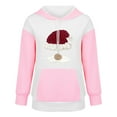 thumbnail image 5 of Women's Loose And Comfortable Drawstring V-neck Long Sleeved Christmas Print Hoodie, Holiday Season Fashion Wear, Comfortable and Warm Pullover,Pink,2XL, 5 of 6