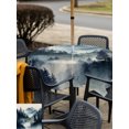 thumbnail image 5 of Outdoor Tablecloth with Umbrella Hole for Patio/Picnic/Party/Camping, Blue Black Foggy Forest Waterproof Table Cloth Square Cover Washable, Abstract Art Mountain (60"x 60"), 5 of 9