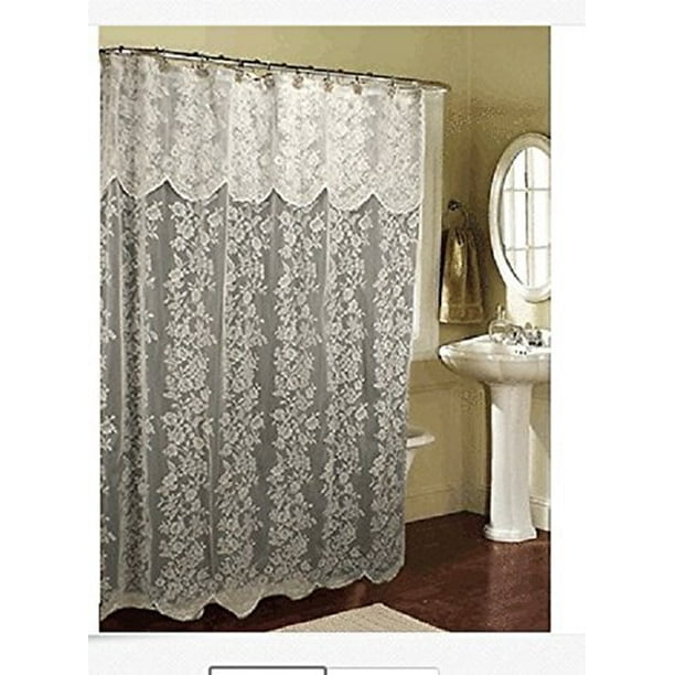 Romance Lace Beige Fabric Shower, Large Size Fabric Shower Curtains