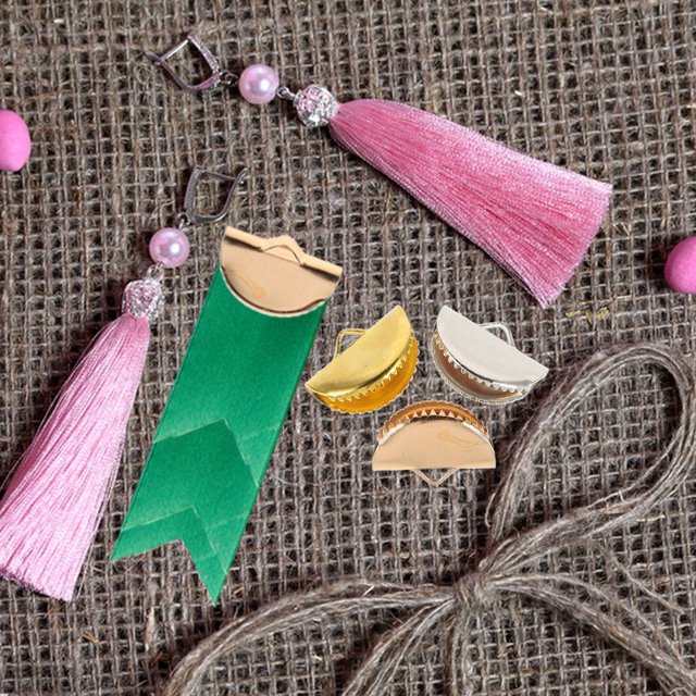 OULII 150 Pcs Pinces Métalliques pour Cordons, Couleur Assortie, Clip à Pompon Demi-Rond pour Projets de Fabrication de Bijoux