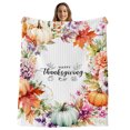 thumbnail image 2 of Happy Thanksgiving Fleece Throw Blanket for Couch, Maple Leaves Floral Pumpkins Fall Microfiber Flannel Blanket for All Season, Lightweight Soft Throw Blankets for Bed, Sofa, Travel, 50"x60", 2 of 9