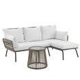 thumbnail image 3 of Barton 3-Piece Patio Sectional Set - Outdoor Rattan Sofa with Side Table - 3 Pieces, Cream, 3 of 6