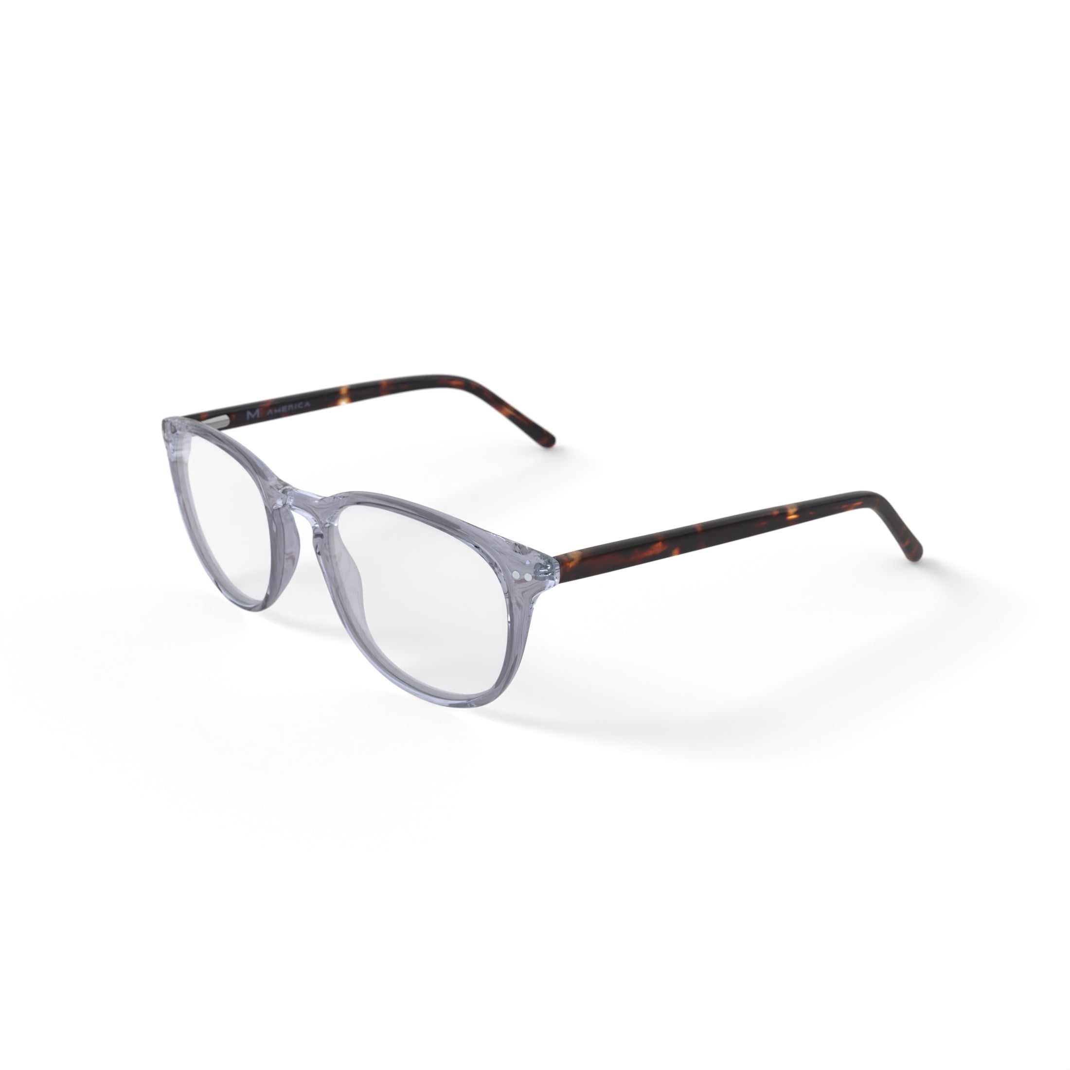 M America Men's Blake Round Prescription Eyeglasses with Case, Crystal Tortoise