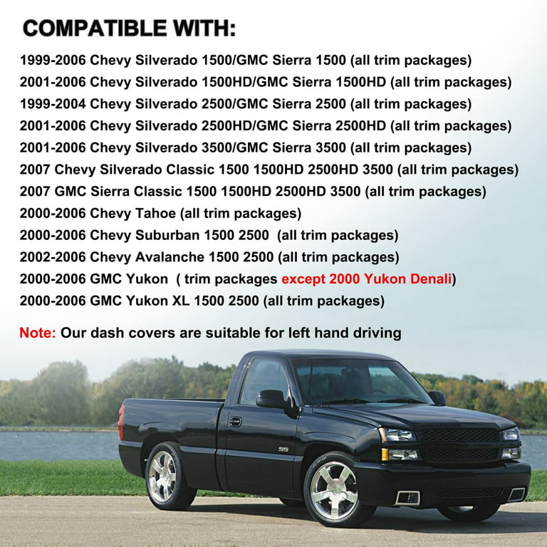Dash Cover Mat Dashboard Pad for 1999-2006 Chevy Silverado 1500 2500 3500  Tahoe