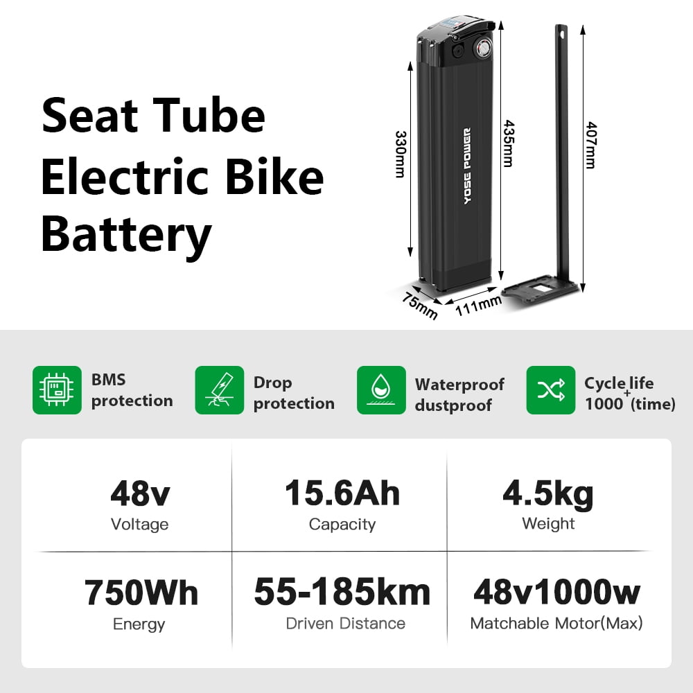 YOSE POWER 48V 15.6Ah Ebike Battery Compatible with ECOTRIC Hammer Fat 48V Tire Ebike  Fit for ECOTRIC Hammer FAT20850C Bicycle Battery