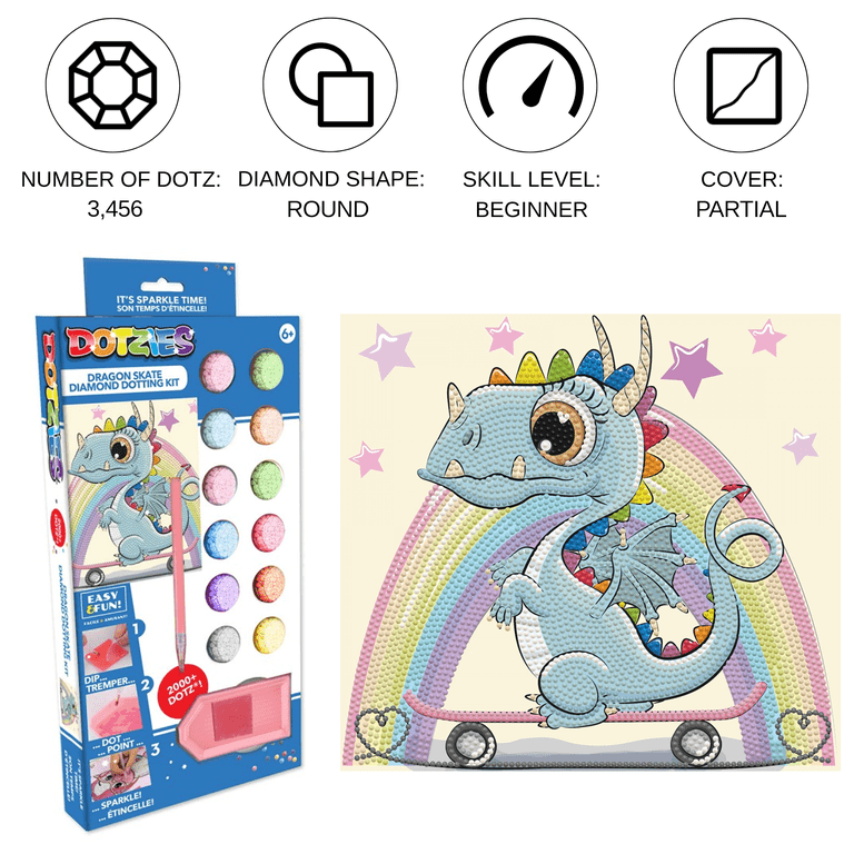 Diamond Dotz Dotzies Dragon Skate Diamond Painting Kits for Kids