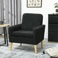 thumbnail image 2 of HOMCOM Teddy Accent Chair Upholstered Modern Armchair w/ Wood Legs Black, 2 of 10