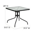 thumbnail image 6 of Flash Furniture Brazos Series 5-Piece Steel Glass Patio Table and Chair Set, Black, 6 of 12