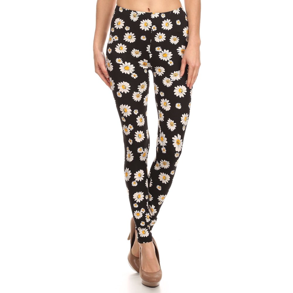 iZZYZX Women's Regular Colorful Daisy Flower Pattern Printed Leggings