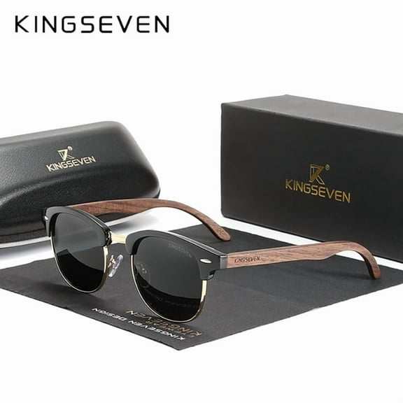 KINGSEVEN Wooden Frame Sunglasses For Women UV Protection