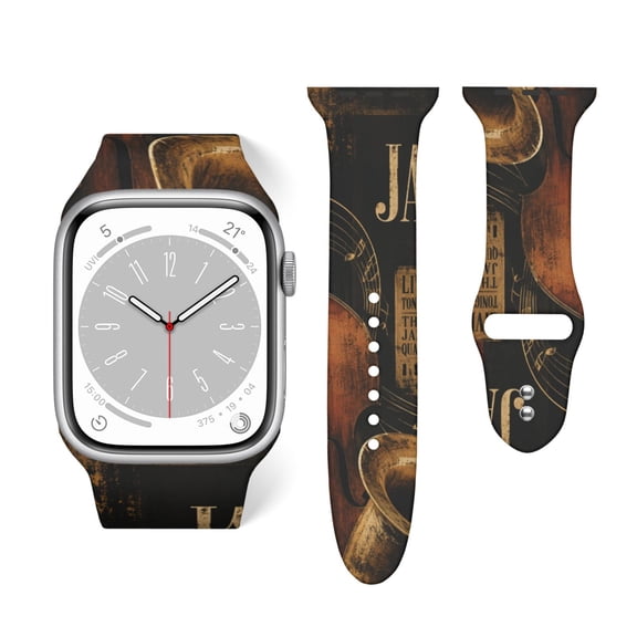 Jazz Quartet Artistic Art Soft Silicone Sport Band 38mm40mm Wristband for Apple Watch, Waterproof Buckle Strap for Series 9/8/7/6/SE/Ultra