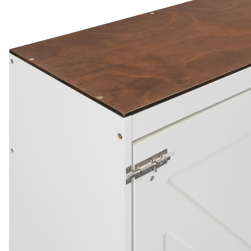 Queen Size Wood Murphy Bed with Hidden Folding Platfom Bed, Wall Cabinet Bed Frame with Shelf Top & Side Charging Station