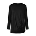 thumbnail image 3 of FASHIONWT Women Plus Size Solid Crew Neck Statement Hem Twist Long Sleeve Casual T-Shirt Top, 3 of 4