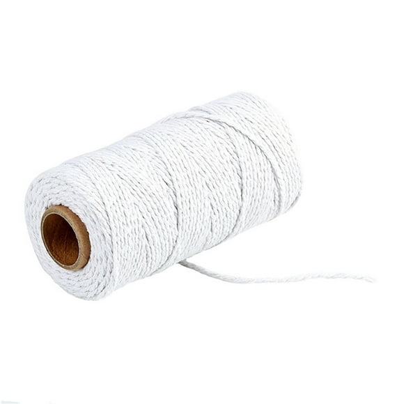 Corde de Coton Artisanat Corde de Macramé; Coton Corde de Fil de Coton de Couleur Unie Textiles de Maison 91,5 M, Blanc