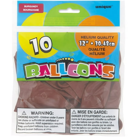 12" Burgundy Balloons, 10ct