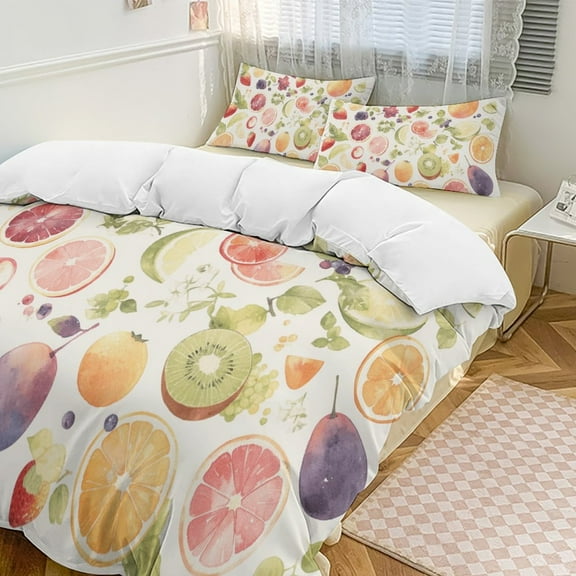 Various Fruits Duvet Cover Set Pattern Soft Bedding Set Comforter Cover Set(1 Duvet Cover   2 Pillowcases)