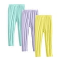 thumbnail image 3 of Sentuca 3 Pack Kids Girls Leggings Cotton Tights Stretchy Soft Yoga Pants Multipack Pull On for Fall Winter, 3 of 8