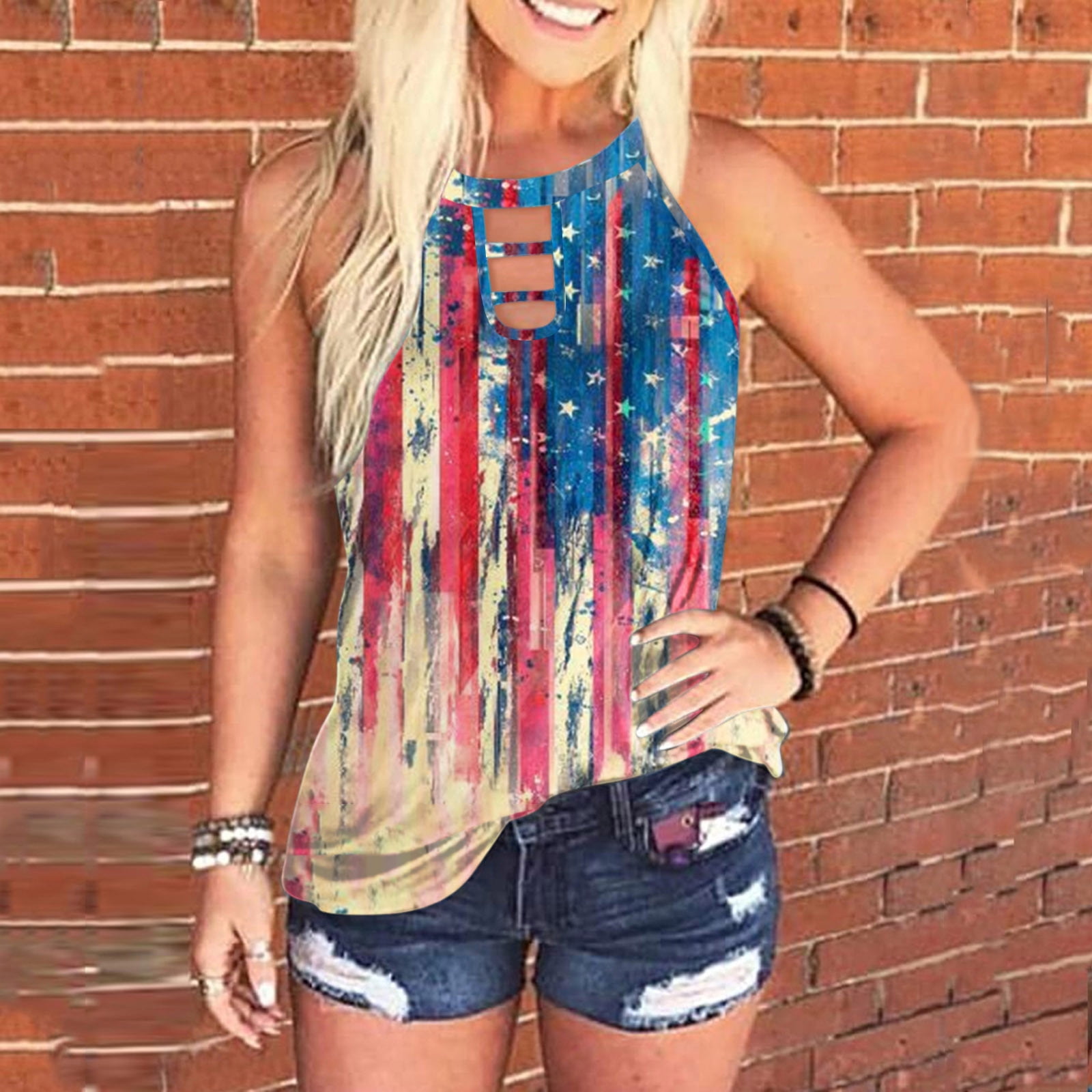 4th of July Tie Dye Graphic T Shirts for Women Summer Short Sleeve Independence Day Tees Tops US Flag Print Patriotic Blouse 