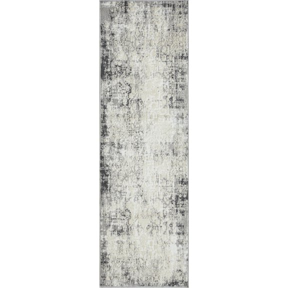 Loomaknoti Aysal Athna 2 x 7 Distressed Indoor Runner Rug , Gray/Cream