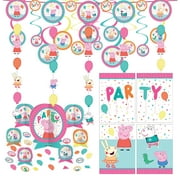Party City Peppa Pig Decorating Supplies, Hanging Swirls and Fans, and a Photo Booth Set with Props
