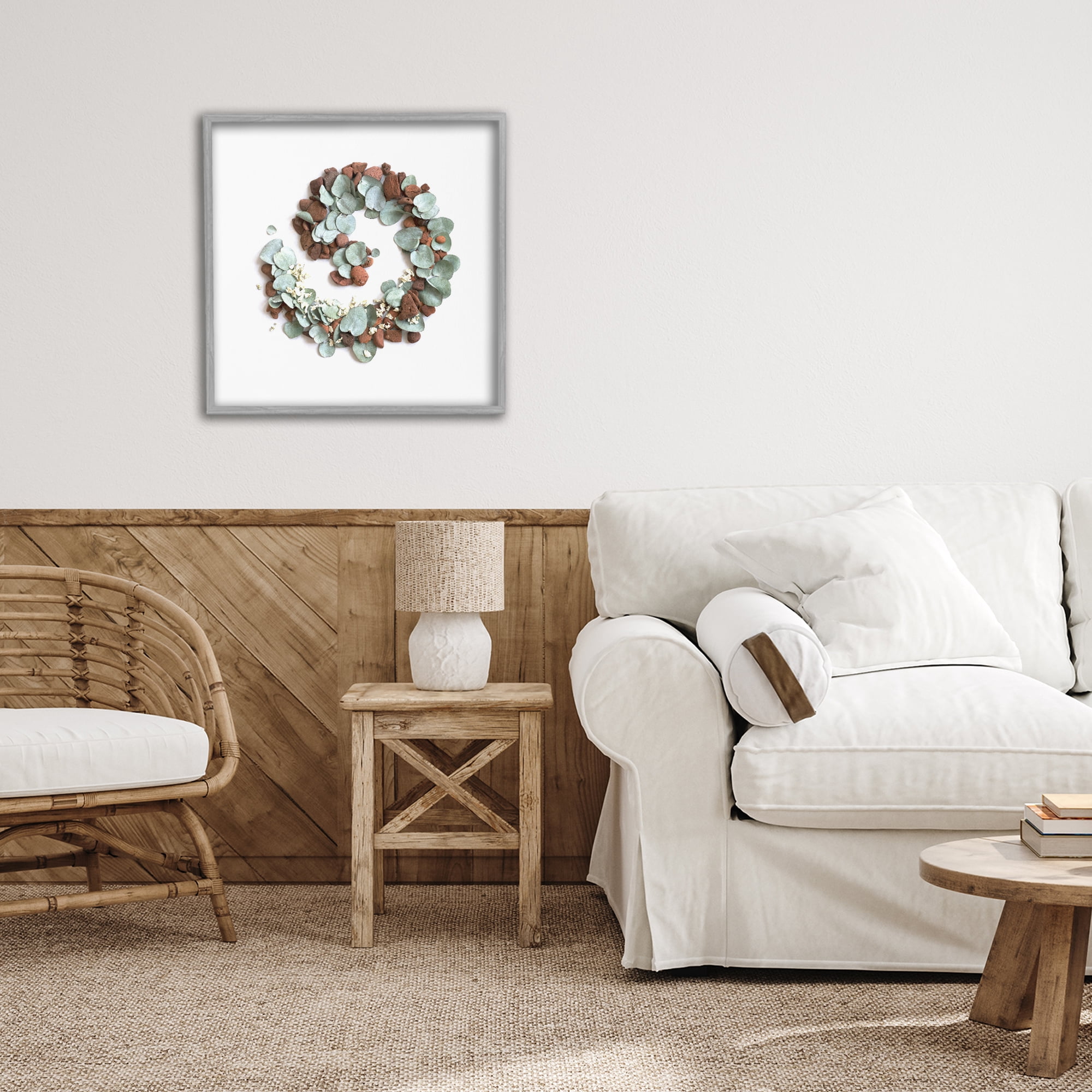 Stupell Industries Eucalyptus & Pebbles Spiral Gray Framed Giclee Art, design by Beth Adoette