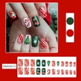 thumbnail image 4 of 24Pcs Christmas Press on Nails, Red Green Festive Spooky Fake Nails Set, Reusable False Nails for Holiday Party Daily Wear Women Girls, Christmas Nail Art, 4 of 6