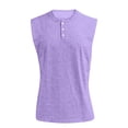 thumbnail image 2 of Domuza Sleeveless Shirts for Men Summer Henley V Neck Muscle Tank Tops Button Down Athletic Tees with Pockets Purple 3XL, 2 of 4
