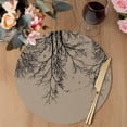 thumbnail image 3 of Brown Black Branches Round 13 Inch Placemats Set of 6, Botanical Dead Tree Birds HeatResistant Non Slip Place Mats for Dining Table, Wipeable Braided Kitchen Table Mats for Housewarming, 3 of 9