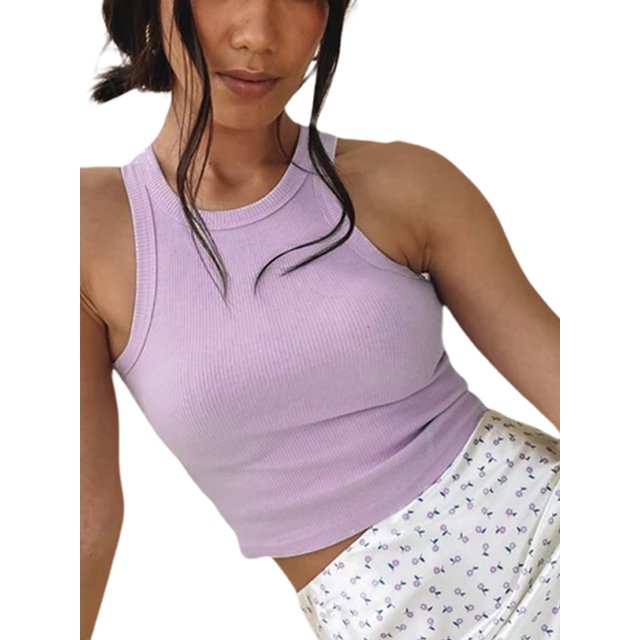 ZAXARRA Femmes Mode Solide Couleur Débardeur Élégant Sans Manches Crop Top