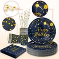 thumbnail image 4 of 120 Pcs Blue and Gold Plates and Napkins Party Supplies, Paper Plates Disposable Party Dinnerware for Birthday, 4 of 7