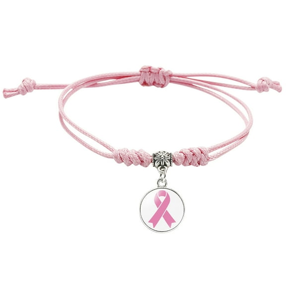 Pink Ribbon Bracelets for Women - Handwoven Multilayer Braided Cancer Awareness Bracelet - Inspirational Jewelry Gift for Survivors & Fighters