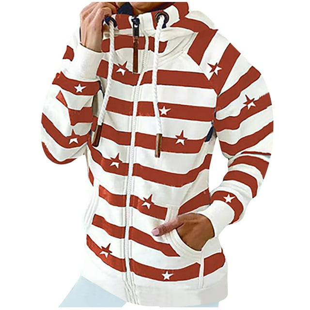 Blouse Décontractée à Capuche à Manches Longues et Col Roulé pour Femmes, Aguichant, avec Poches, à Rayures, pour l'Entraînement
