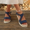 thumbnail image 5 of Pandaie Wedge Sandals for Women Dressy Platform Summer Espadrille Ankle Strap Comfortable Womens Shoes with Arch Support Blue,7, 5 of 9