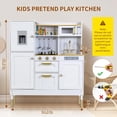 thumbnail image 2 of LAZY BUDDY Pretend Play Kitchen for Kids, Wooden Kids Kitchen Playset Toddler Interactive Toy with Realistic Light & Sound, 5pcs Cookware Accessories, 2 of 8
