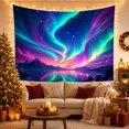 thumbnail image 3 of Northern Lights Aurora Over Mountain Lake in Starry Night Sky, Serene Celestial for Space Enthusiasts, Mystical Nature Wall Art, Christmas Gift, Tapestry Wall Hanging for Bedroom and Living Room, 3 of 7
