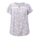 thumbnail image 4 of GRACE & GRANDEUR Blusa de mujer de talla grande para el Día de la Madre, estampado floral de Pascua, cuello con muesca, con encaje, mangas con volantes, top casual de verano 3X color púrpura claro, 4 of 6